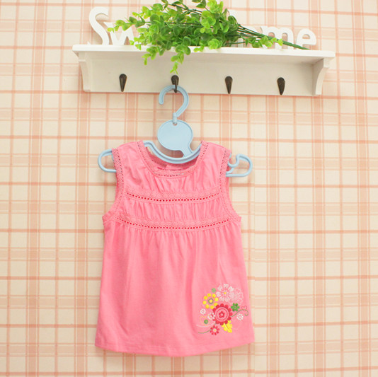 free shipping Baby cotton soft 100% exquisite embroidered vest sleeve length t-shirt