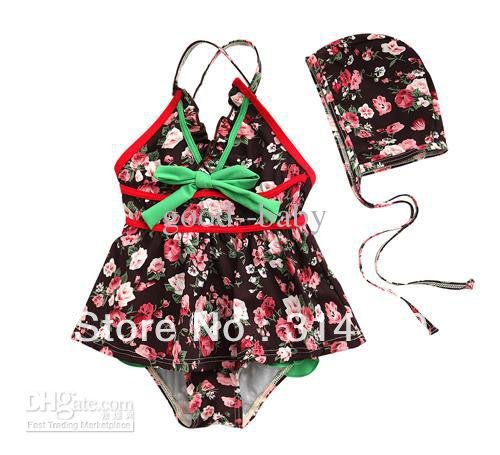 FREE SHIPPING--Baby girls 3-piece set Bikini Swimwear Baby girls Bikini Swimwear - Girls bathing suit beaut 5pcs/lot