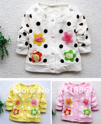 free shipping! baby girls' fashion cardigan  flower style coat  lace Tees  wave point jacket  novel appearance blouse 4pcs/lot