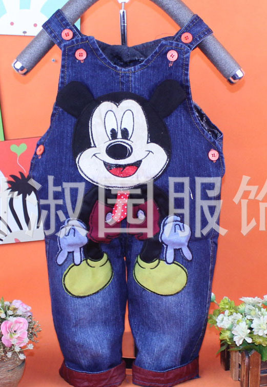 Free shipping baby jean trousers kids high quality cowboy rompers jeans gallus cartoon jumpsuits kid's Overalls