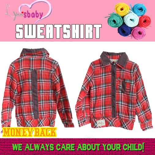 FREE SHIPPING! Baby Kids Winter Warm Clothes Long Sleeve Plaid Shirt 1lot=6pcs 5/7/9/11/13/15