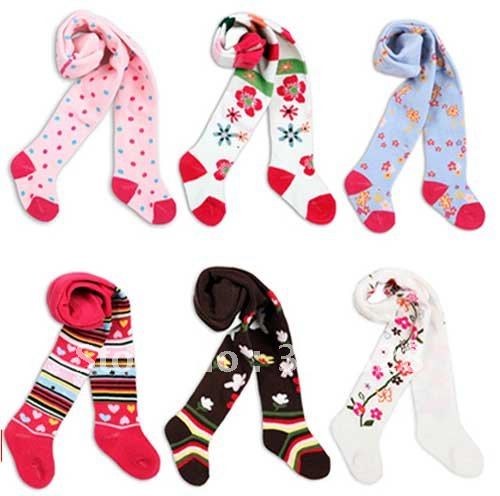 Free Shipping Baby Pants Sock Girls Pantyhose Kids Trousers 18pairs/lot Mix 6 Designs