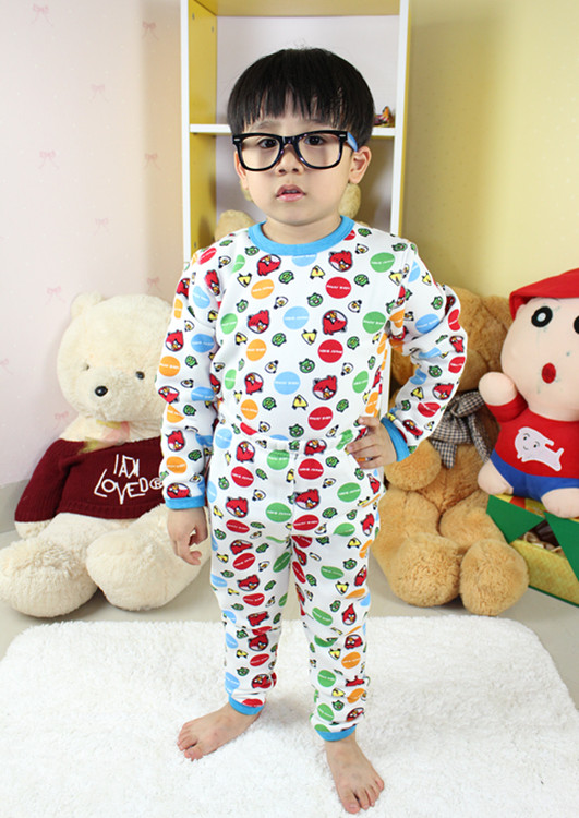 free shipping  baby sleepwear  children's underwear  thickening plus velvet sleep set