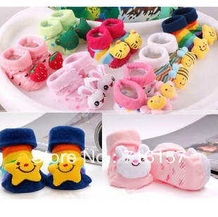 Free shipping Baby Socks with animal Baby Outdoor Shoes Baby Anti-slip Walking Sock Children Stocking kid's gift for 0-9 month