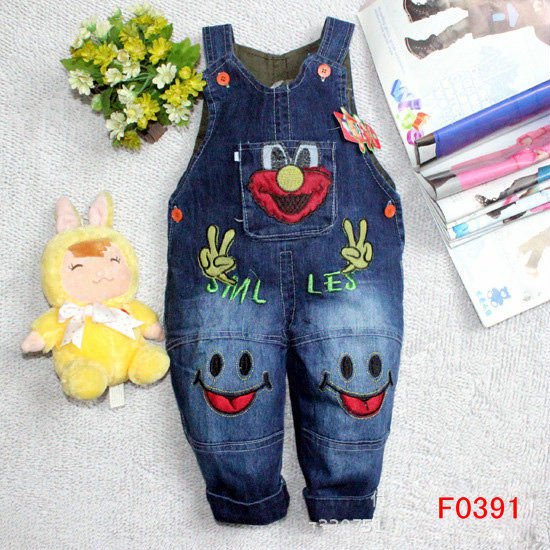 Free shipping Baby suspender trouser cute smiling face children/boy jeans toddler Denim overalls 6 pcs/lot free shipping