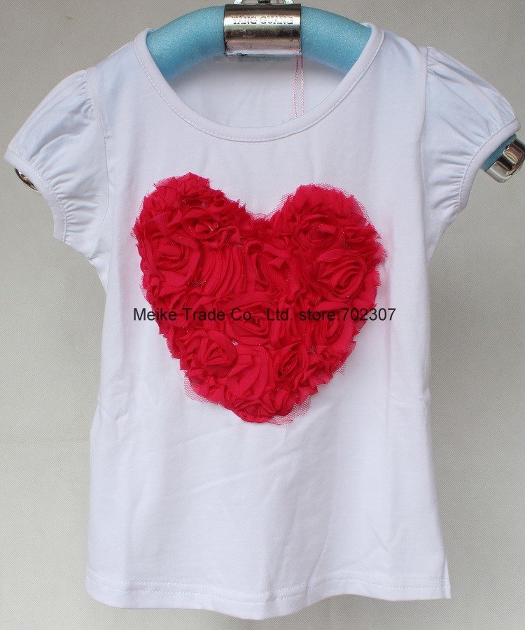 free shipping baby t shirt  baby top girls tee  red heart  5PCS /lot