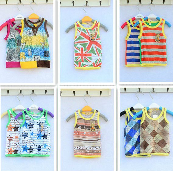 Free shipping! Baby Vest,Kids Vest,Summer Vest,Fashion Style,4 sizes,6 styles,24pcs/lot.EMS DHL FEDEX Shippment!