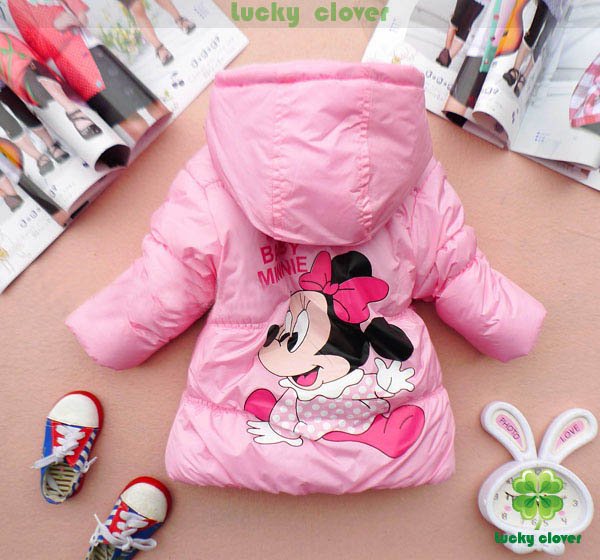 Free shipping ,Baby winter parkas,Mickey girls parkas clothes, Children clothing 2~4 years Kids clothes Winter coat, 4pcs/lot