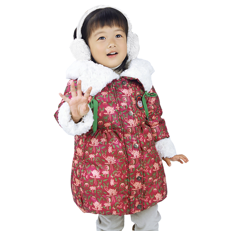Free Shipping Babydoll print fabric down coat 90 top white duck down