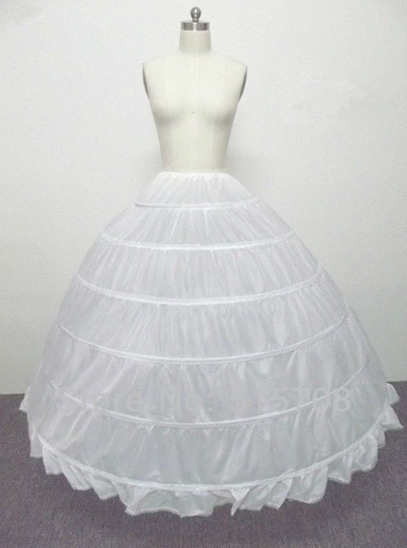Free Shipping Ball Gown 6 hoop 1 Tier Crinoline Floor-length Slip Wedding Party Dress Cheap Bridal Petticoats