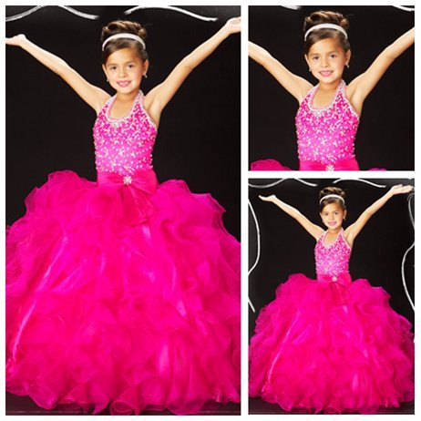 Free Shipping Ball Gown Halter Organza Flower Girls Dresses 2012  @WE#$%