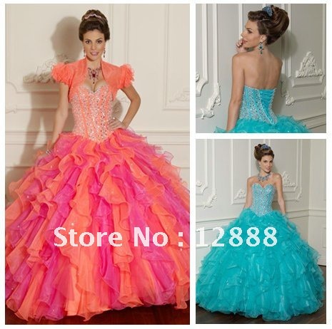 Free Shipping Ball Gown Short Sleeve Jacket Quinceanera Dresses 2012