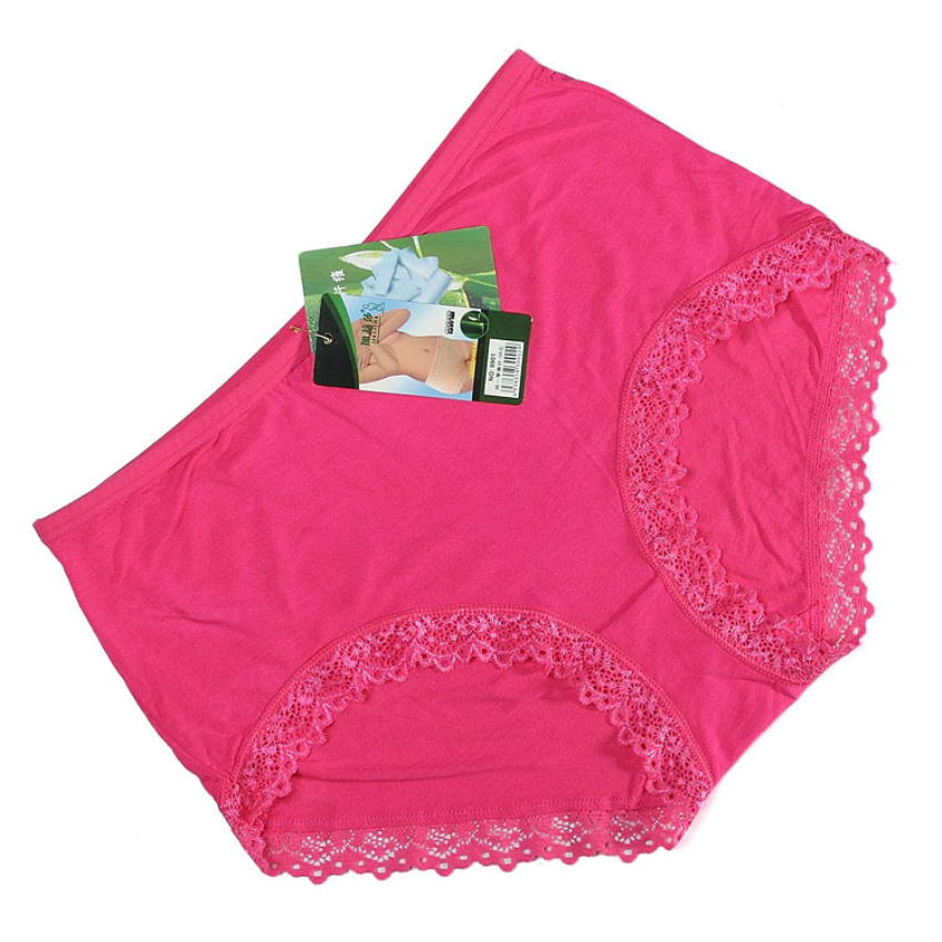 Free Shipping Bamboo Fiber Briefs Plus Size High Waist Lace Women Panties Underwear
