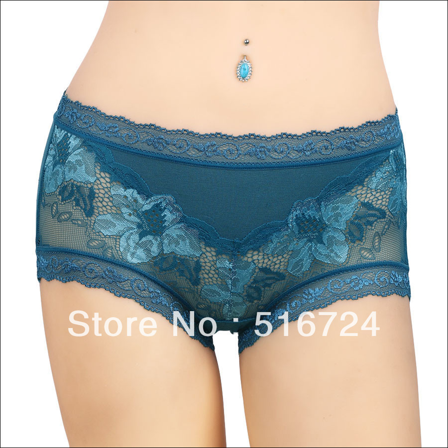 Free shipping Bamboo fibre panty lace sexy cutout transparent female panties