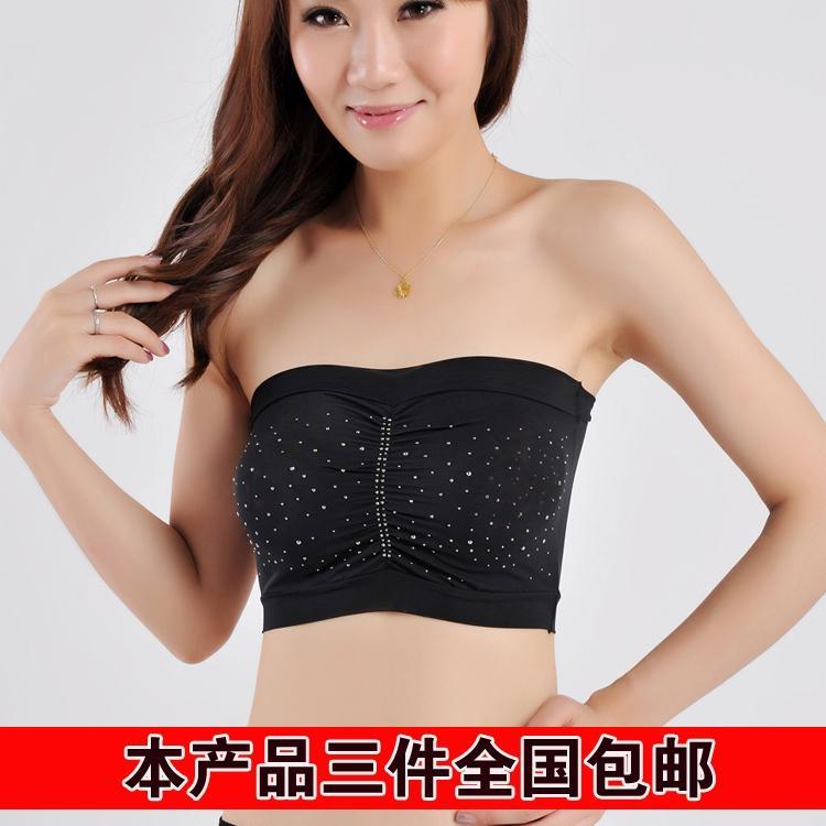 Free Shipping Basic sexy rhinestones comfortable tube top all-match elastic soft sparkling diamond tube top accounting clothing