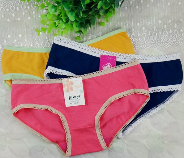 Free shipping-- Basic style Solid color Ladies Cotton  panties underwear 10pcs/lot