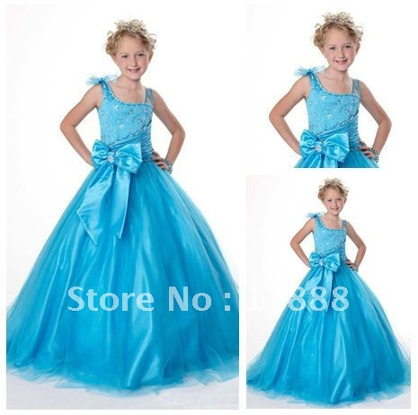 Free Shipping Beaded Custom Made Party Dress For Children 2011