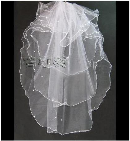 Free shipping Beaded veil bridal veil wedding dress veil 08 whitest