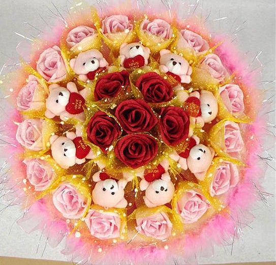 Free shipping Bear teddy bear cartoon bouquet birthday gift girl girlfriend Z-159