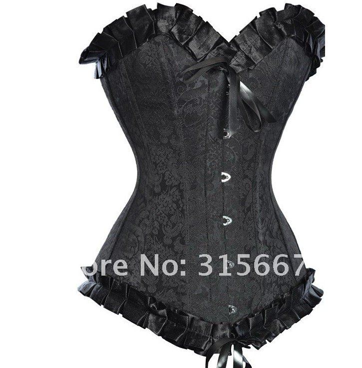 FREE shipping beautiful corset,a set 2pcs include corset +G-string for lady SFM5117 black
