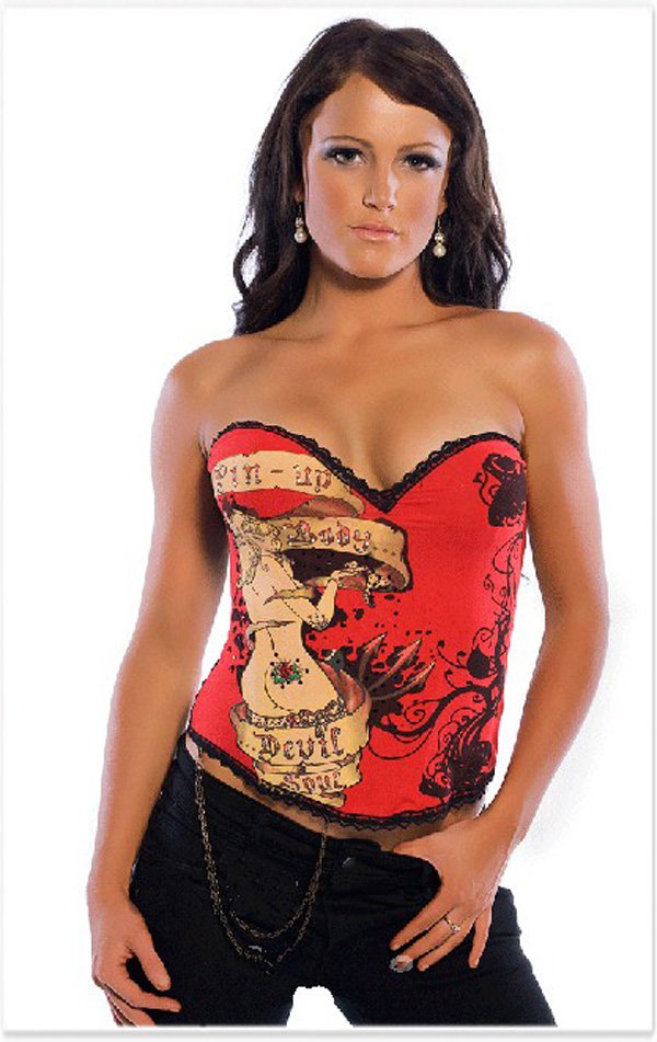 Free Shipping Beautiful Fashion Printing Couture Corset - 2269Red