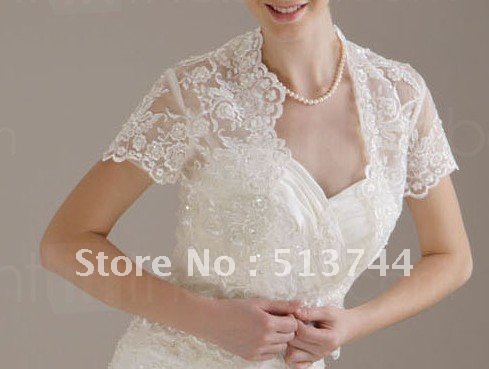 free shipping Beautiful  Lace Wedding Bolero Jacket, Custom Any Color/Size