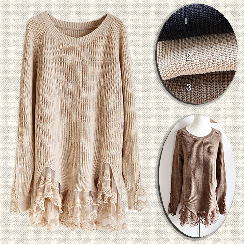 Free shipping Beautiful long design lace long sweater 2 b549