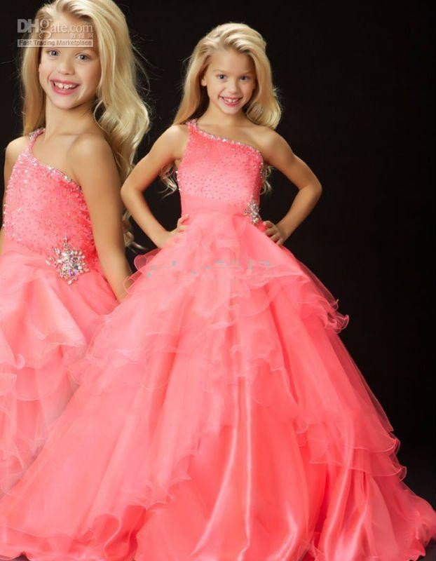 Free Shipping Beautiful  New Arrival Ball Gown Beading One-shoulder Flower Girl Dresses