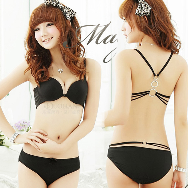 free shipping! Beautiful princess 2012 front button sexy charming underwear bra set black