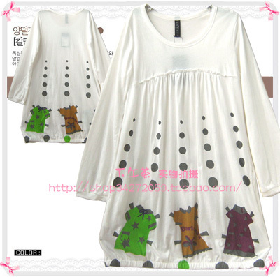 Free Shipping Beautiful small clothes pattern maternity clothing autumn top plus size clothing white