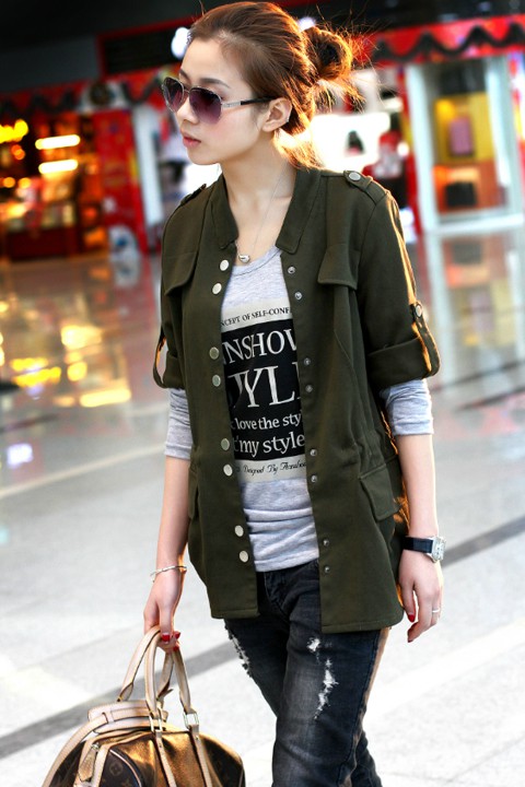Free Shipping Beautiful Stand Collar Slim Waist Epaulette Long-Sleeve Trench Medium-Long Multicolors