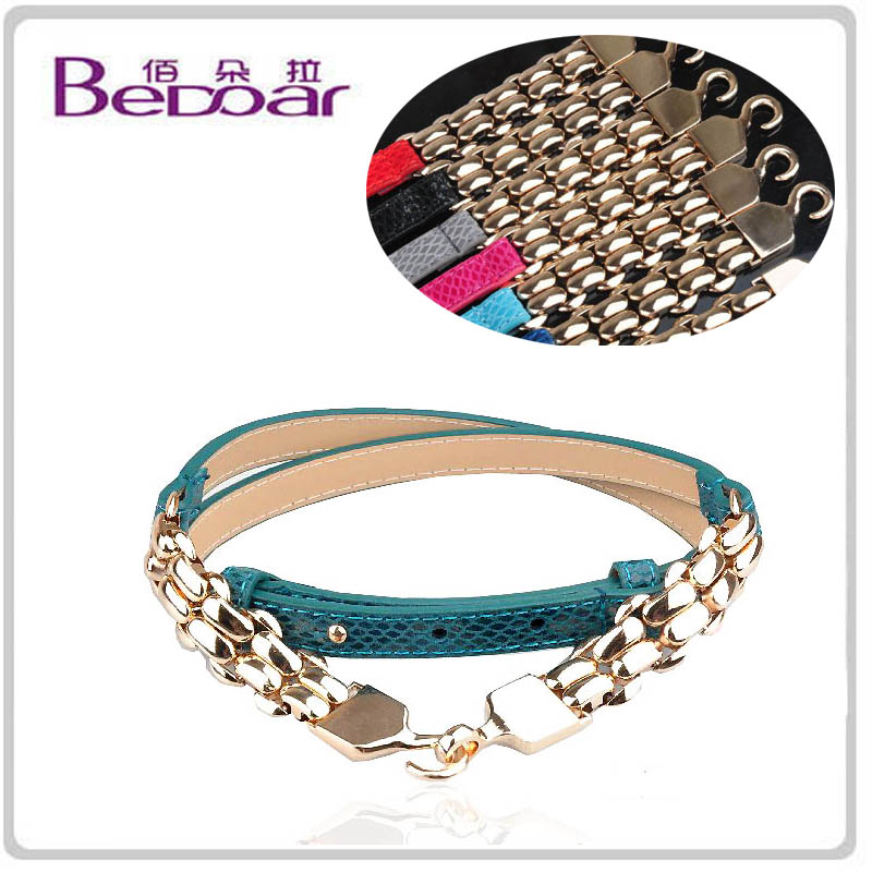 Free Shipping Belly chain female women's strap all-match fashion thin belt genuine leather decoration tassel metal 064