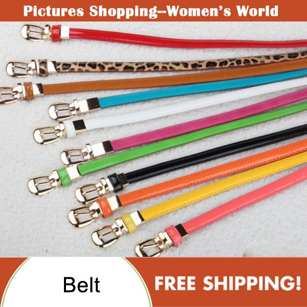 Free shipping! Belt female all-match genuine leather women's candy color thin belt decoration fashion strap