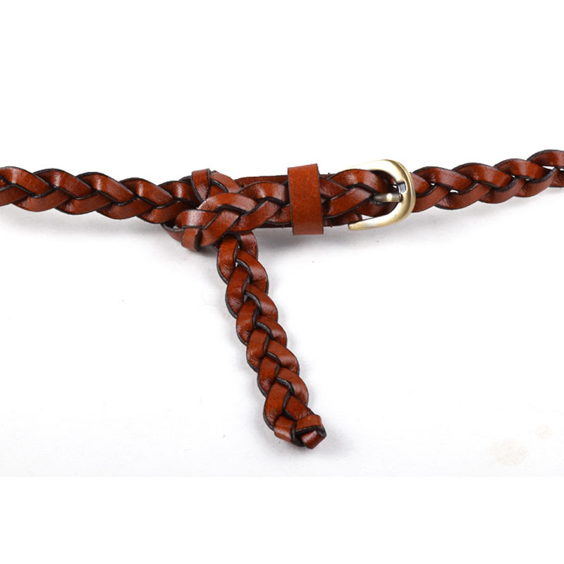 Free Shipping Belt female women's thin belt broken cowhide knitted four seasons all-match genuine leather decoration belt