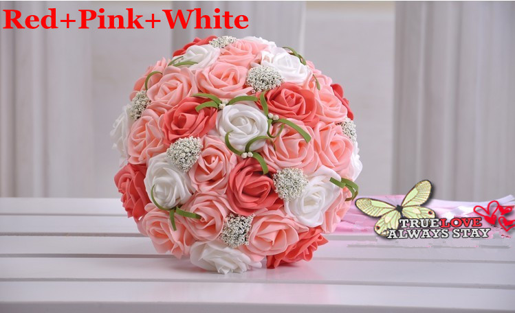 Free Shipping/Best Quality And Reasonable Price PE Rose Flower Bridal Bouquet Must Have For Wedding Decoration Height 33cm