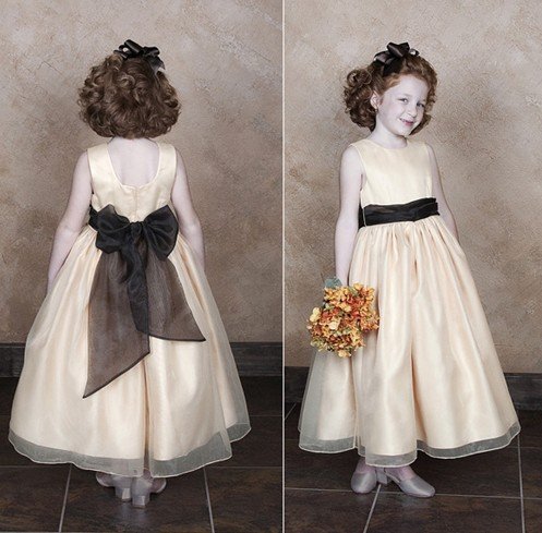 Free shipping best seller baby angel black sash flower girl dress