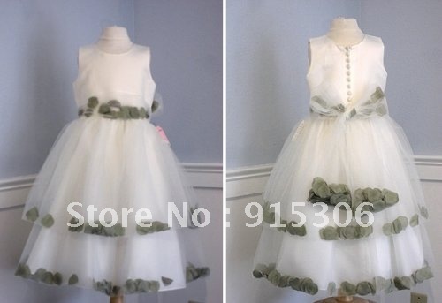 Free shipping best seller real sample button back flower girl dresses