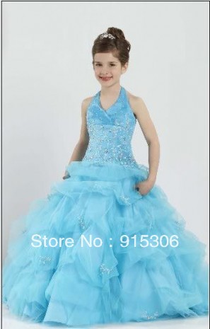 Free shipping best seller real sample halter flower girl dress