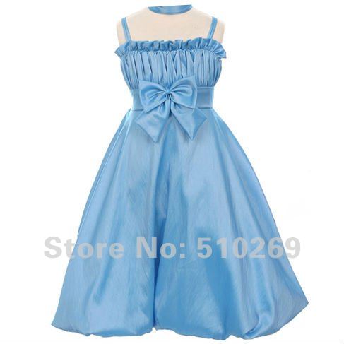 Free Shipping  Best Selling Butterfly Tie Ruffled Taffeta Flower Girl's Dresses / Child Dress/Ball Gown Dresses