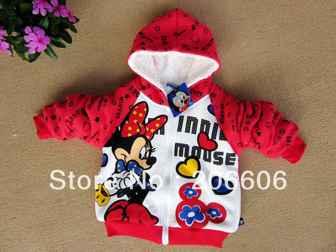 free shipping best selling minnie mouse fleece hoodies for kids winter children coat age 3-9 Y