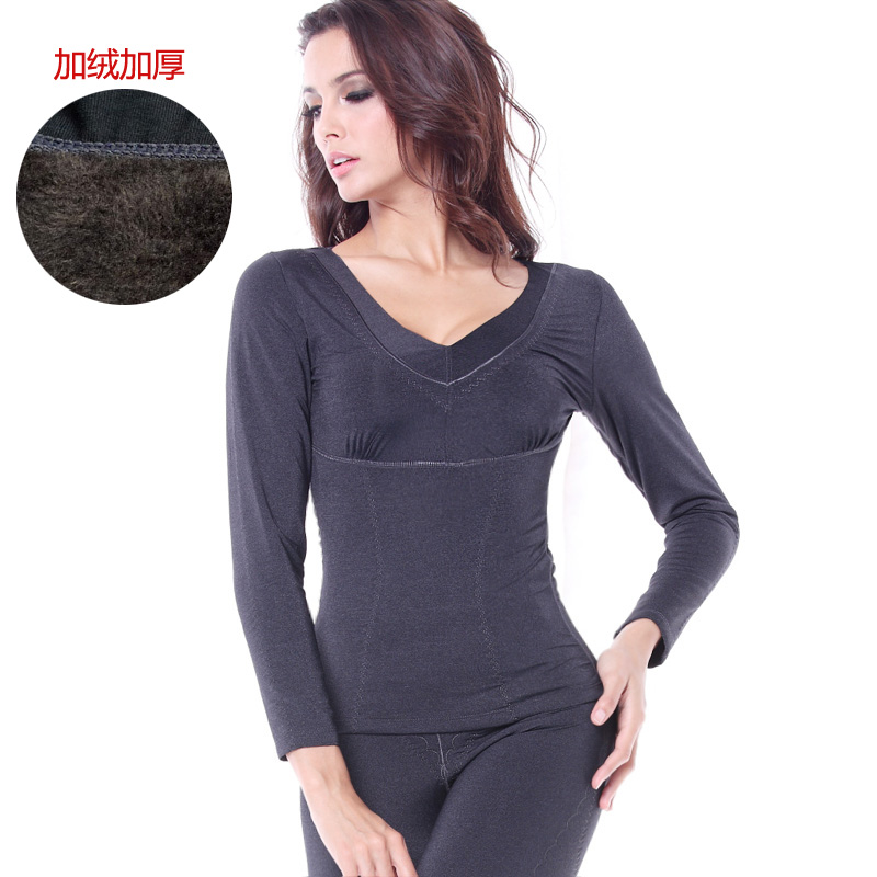 Free shipping Beth modal thermal underwear plus velvet thickening female body shaping thermal top female thickening