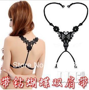 Free shipping big Butterfly Ladies fashion shiny Sexy Style ADJUSTABLE BRA BELT SHOULDER STRAP strapless-1