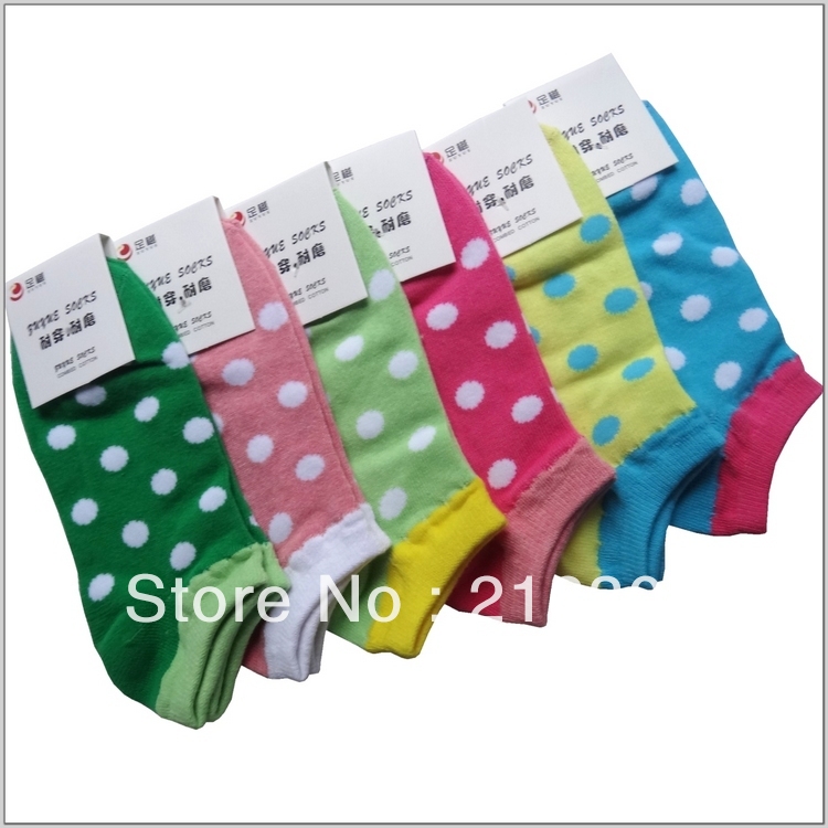Free Shipping big dot color block decoration sock