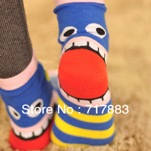 Free shipping big tongue cartoon socks 100% cotton women's sock,2013 hot sale good quality sock,10pcs/lot