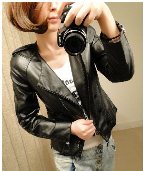 Free shipping Big turndown double breasted shoulder pads cultivate one's morality handsome locomotive leather jacket