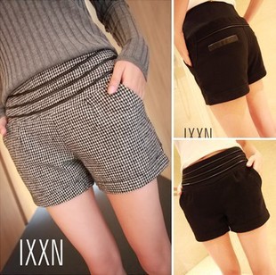 FREE Shipping Black and Plaid Vintage Ladied All Clothing Matched Mid Waist Shorts Women Denim