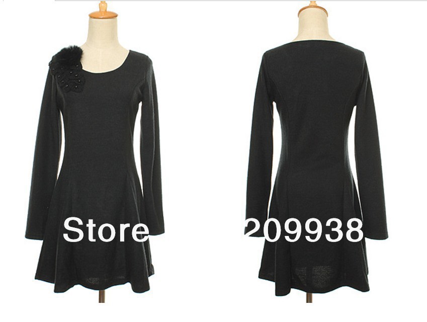 Free Shipping!!black autumn size S-L ,2012 fashion dresses for women brand ,casual for flower Q3029