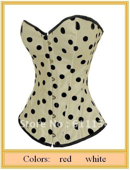 Free shipping! Black Dots - Ivory-White Corset Sexy Lingerie !wholesale