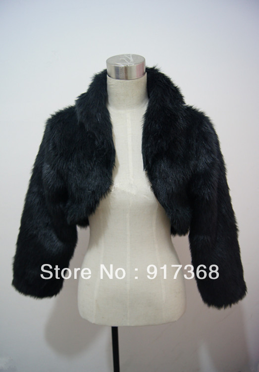Free Shipping Black Faux Fur Wrap Coat Bridal Shawl/ Wedding Accessories/Bride shawl
