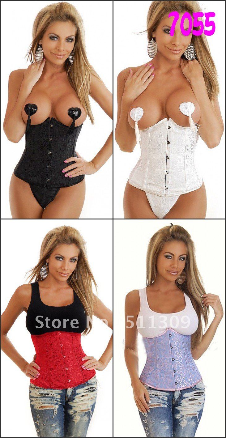 Free shipping!Black Floral  Underbust Corset,S-5XLavailable,7055-FWHIITE